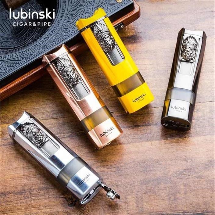 Lubinski Lion Sehpalı Delicili Tek Torch Puro Çakmağı Sarı