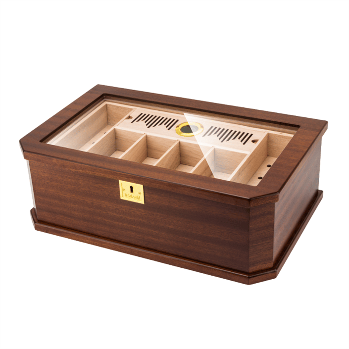 Lubinski New Cedar Camlı Tepsili Puro Kutusu Humidor Kahve 100s
