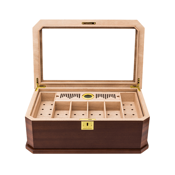 Lubinski New Cedar Camlı Tepsili Puro Kutusu Humidor Kahve 100s