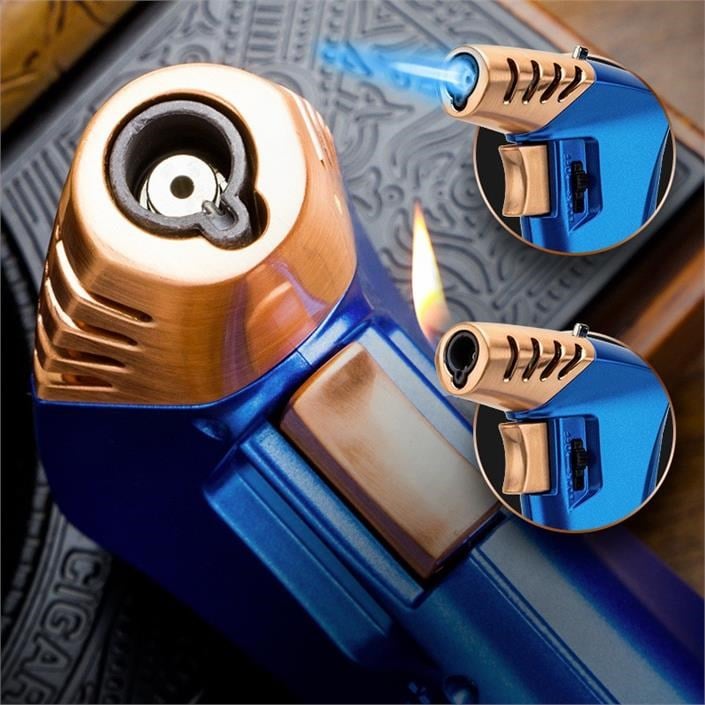 Lubinski New Design Çok Fonksiyonlu Tek Torch Büyük Masa Tipi Puro Çakmağı Blue Ice