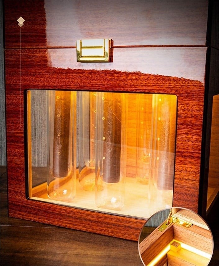 Lubinski Özel Seri Puro Aromalandırıcı Camlı Işıklı Humidor Puro Kutusu 140's