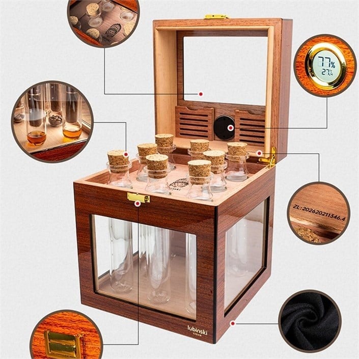 Lubinski Özel Seri Puro Aromalandırıcı Camlı Işıklı Humidor Puro Kutusu 140's