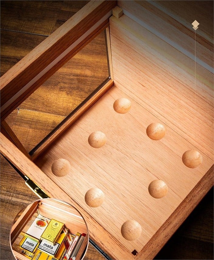 Lubinski Özel Seri Puro Aromalandırıcı Camlı Işıklı Humidor Puro Kutusu 140's