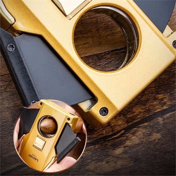Lubinski Premium Çift Torch Puro Çakmağı Dahili Yarasa Kesici - Delici ve Sehpa Özellikli Siyah