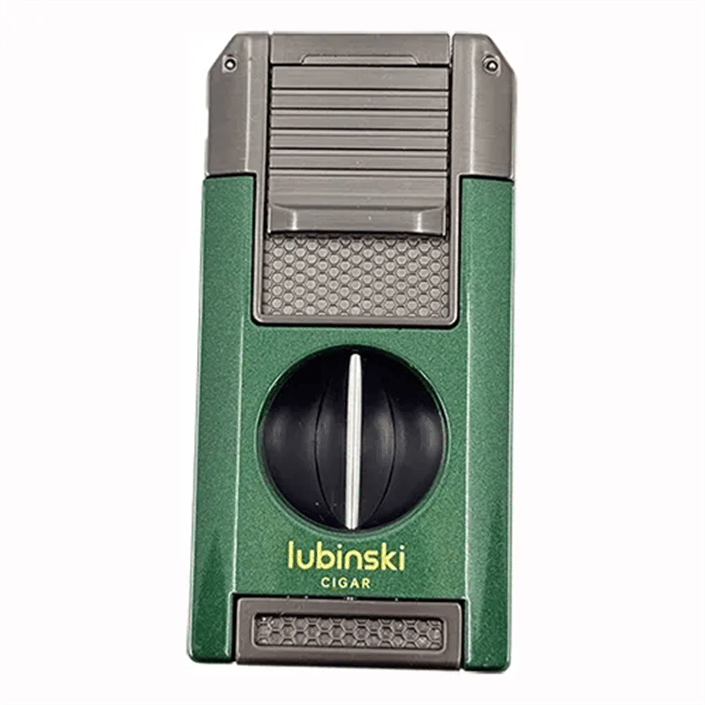 Lubinski Premium Çift Torch Puro Çakmağı Dahili V-Cut Kesici - Delici - İğne- Sehpa Yeşil