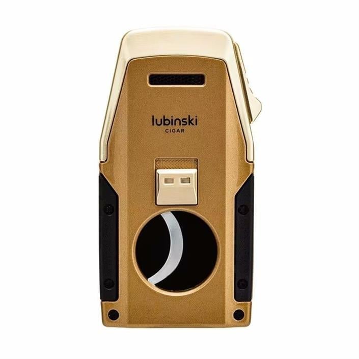 Lubinski Premium Çift Torch Puro Çakmağı Dahili Yarasa Kesici - Delici ve Sehpa Özellikli Gold