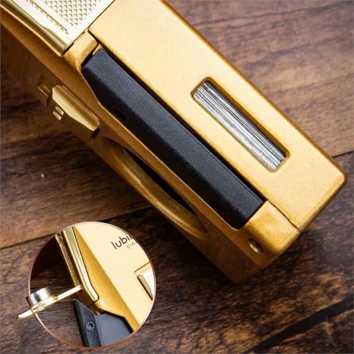 Lubinski Premium Çift Torch Puro Çakmağı Dahili Yarasa Kesici - Delici ve Sehpa Özellikli Gold