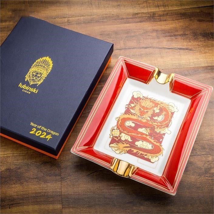 Lubinski Red Elegant Chinise Dragon İkili Puro Küllüğü