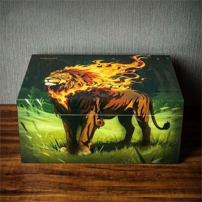 Lubinski Special Edt. Fire Lion Puro Kutusu Humidor 80's Kahve