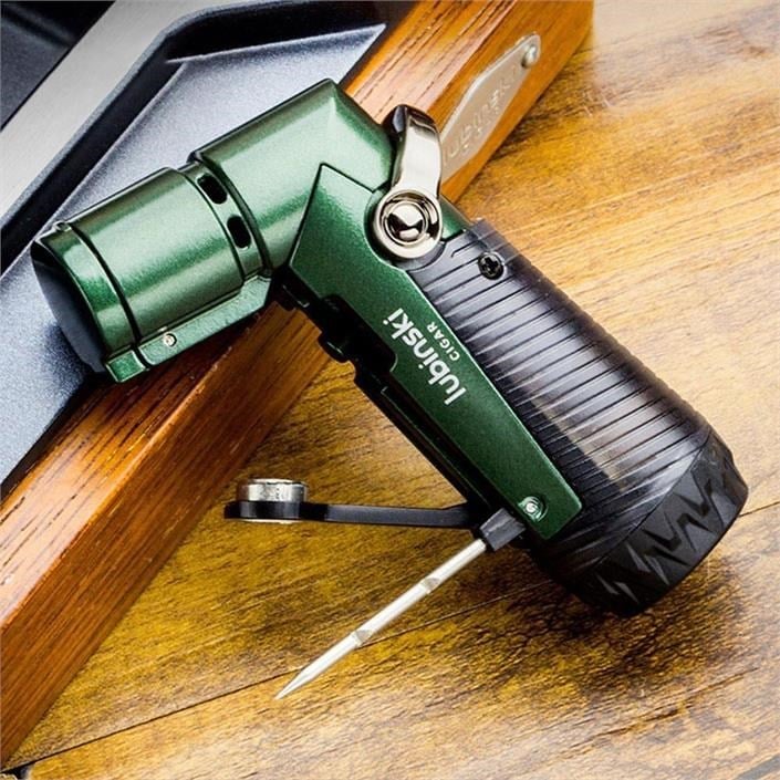 Lubinski Tek Torch İğneli Ve Delicili Puro Çakmağı Kahve