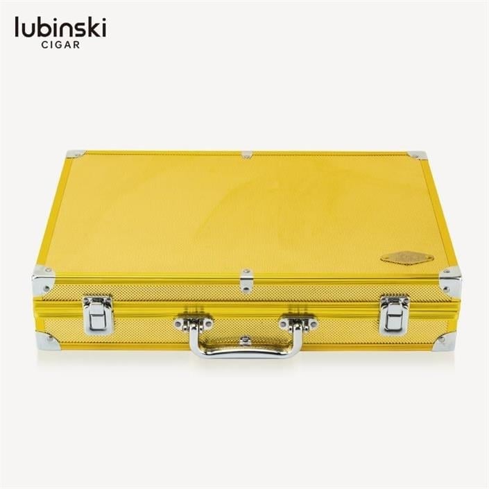Lubinski Ultra Hafif Dayanıklı Alüminyum Seyahat Puro Sunum Kutusu Humidor Gold