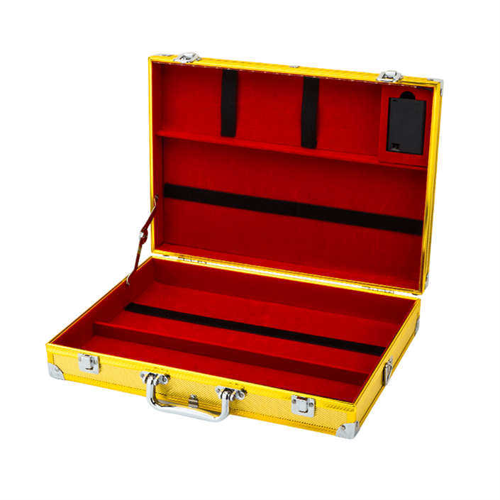 Lubinski Ultra Hafif Dayanıklı Alüminyum Seyahat Puro Sunum Kutusu Humidor Gold