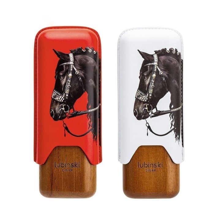 Lubinski Year Of Horse Deri İkili Sedirli Puro Kılıfı - Beyaz(62 Ring)
