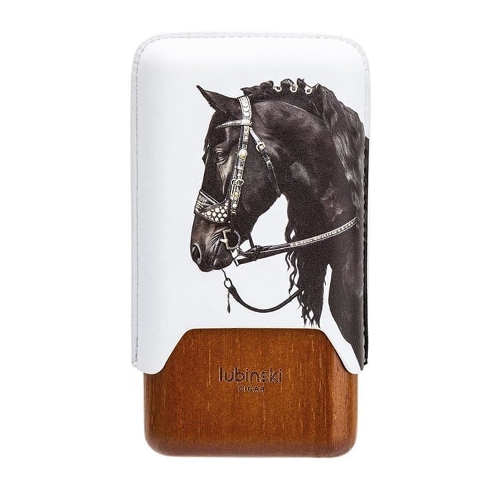 Lubinski Year Of Horse Deri Üçlü Sedirli Puro Kılıfı - Beyaz(62 Ring)