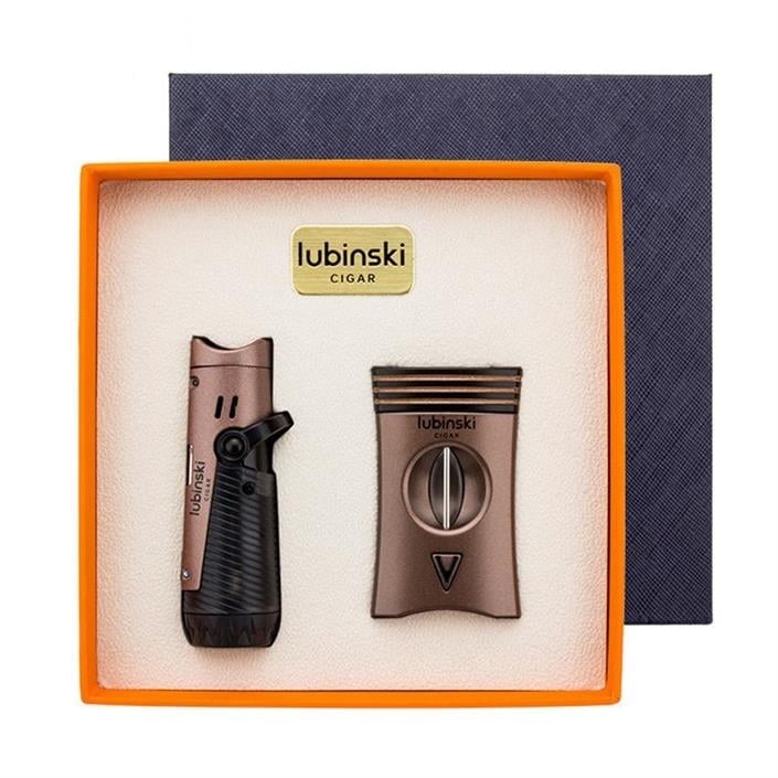 Lubinski Yeni Seri Çakmak Ve Kesici Puro Seti Bronz