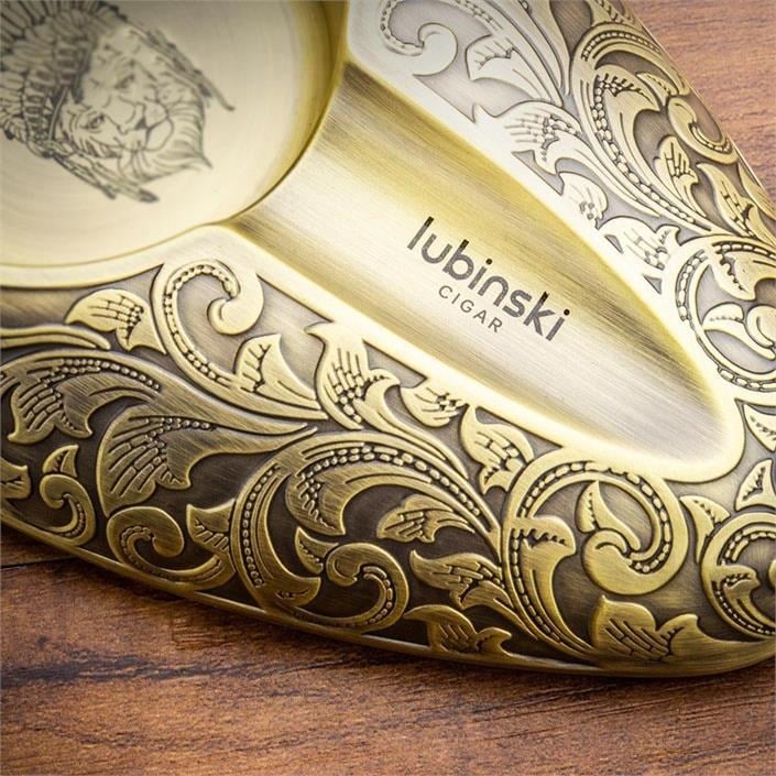 Lubinski Yeni Seri Lion İşleme Metal Tekli Puro Küllüğü - Gold