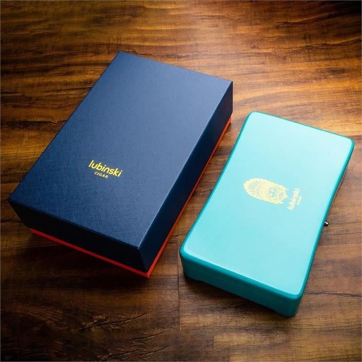 Lubinski Yeni Stil Slim Puro Kutusu Humidor Lake Gold 12's