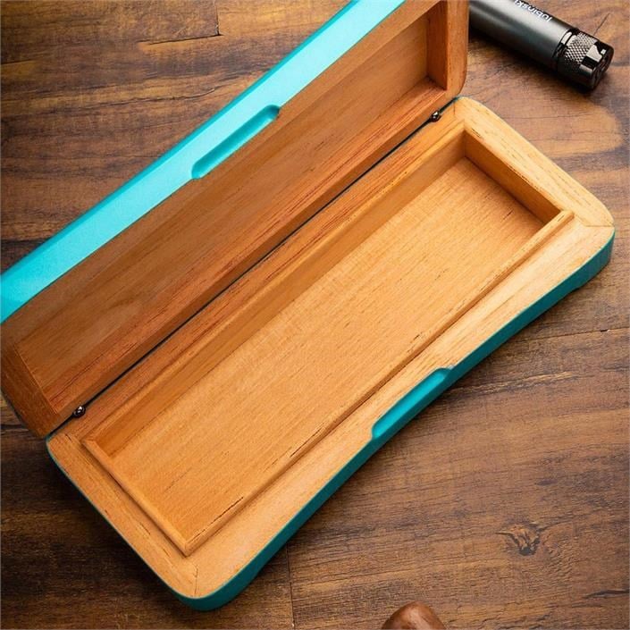 Lubinski Yeni Stil Slim Seyahat Puro Kutusu/Humidor Lake Mavi 2's