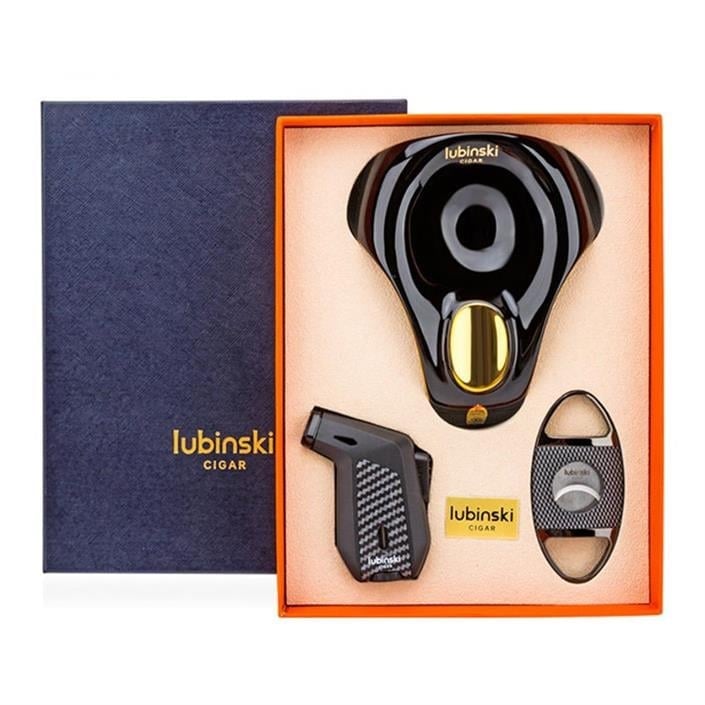 Lubinski Yeni Stil Üçlü Carbon Black-Gold Puro Seti