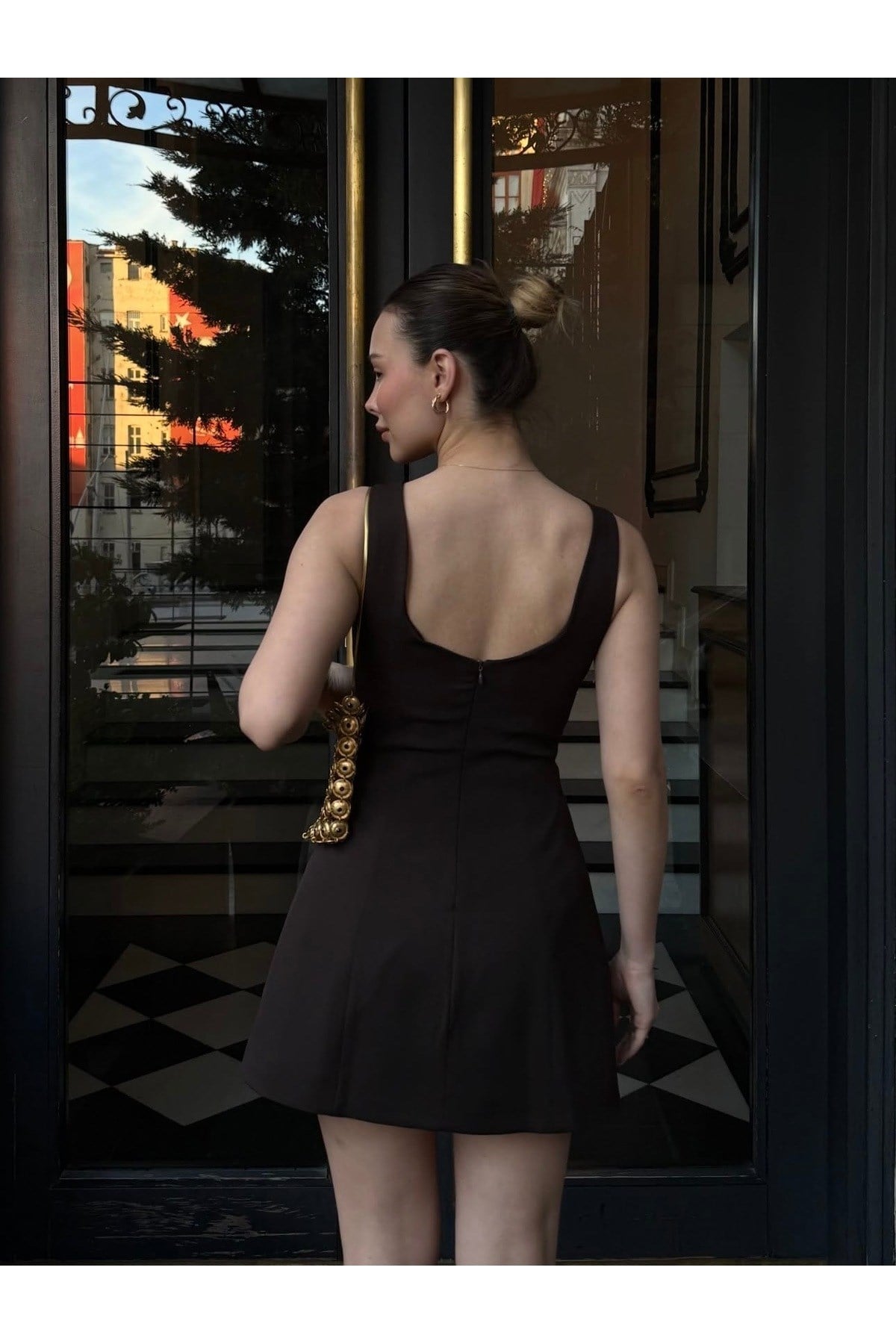 Kadın Kahverengi Askılı Elbise