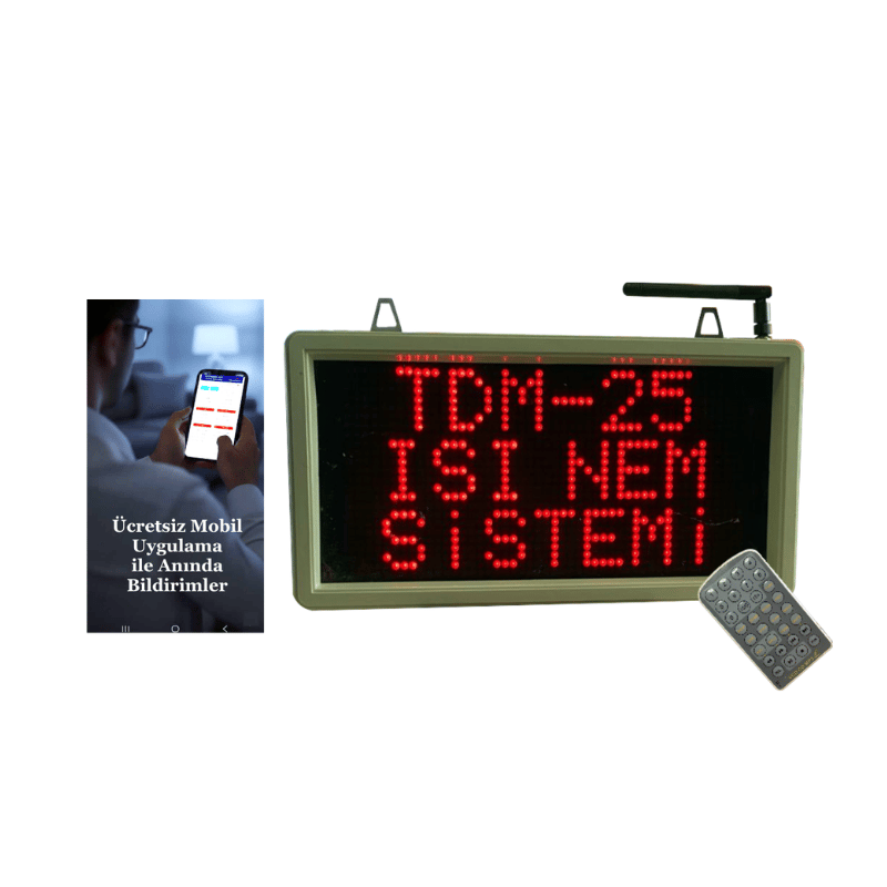 TDM-25 Web Tabanlı Büyük Led Ekranlı Isı ve Nem Takip Sistemi