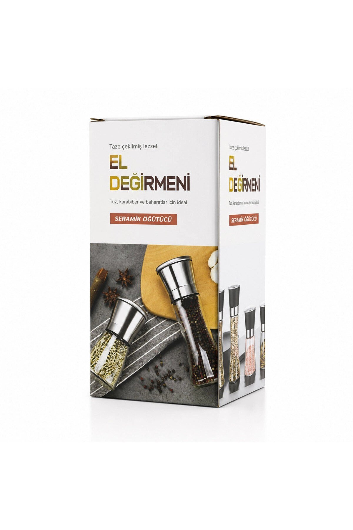 Hand Grınder Küçük Cam Hazneli - Pls.kapaklı - Krom Belli Tuz - Baharat Öğütücü Bx40