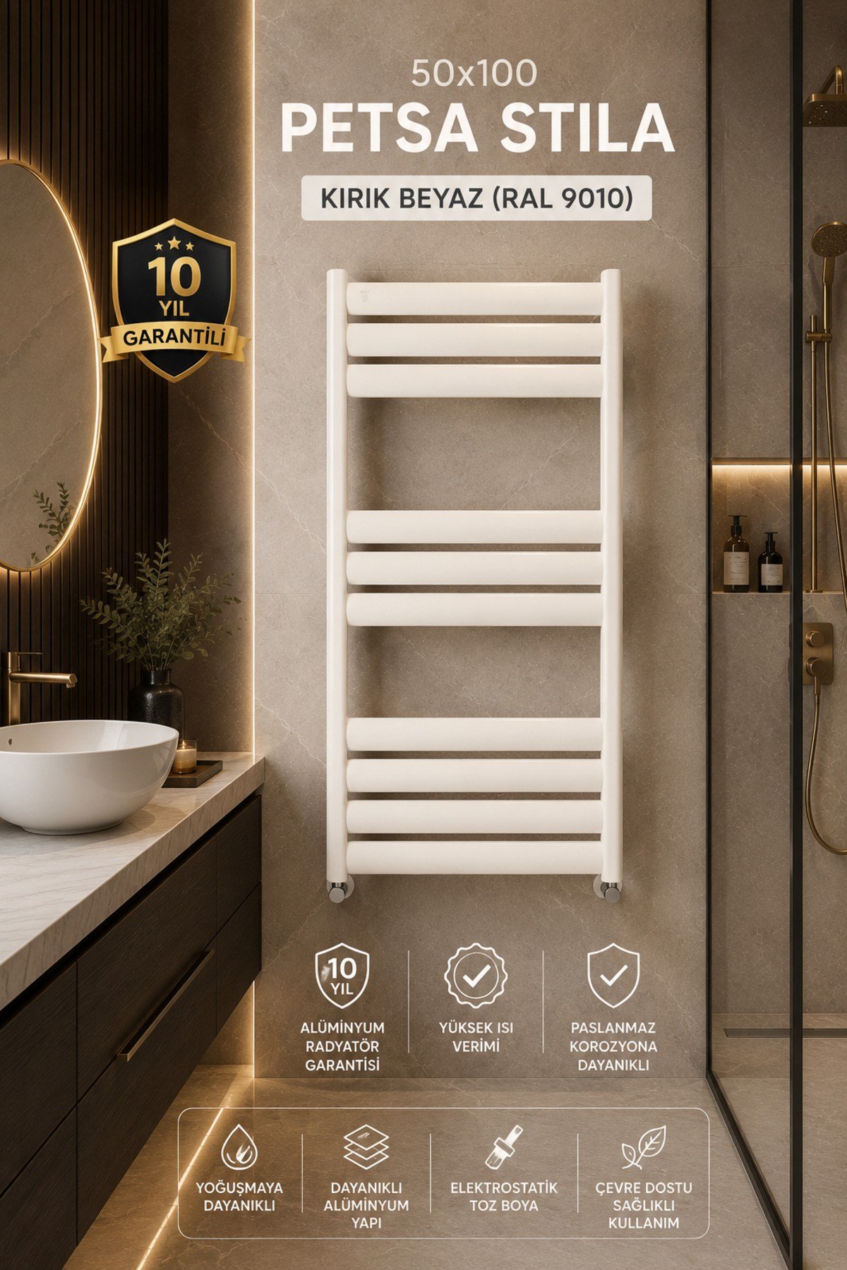 Alüminyum Kırık Beyaz ( Ral 9010 ) 50x100 Petsa Stila Havlupan