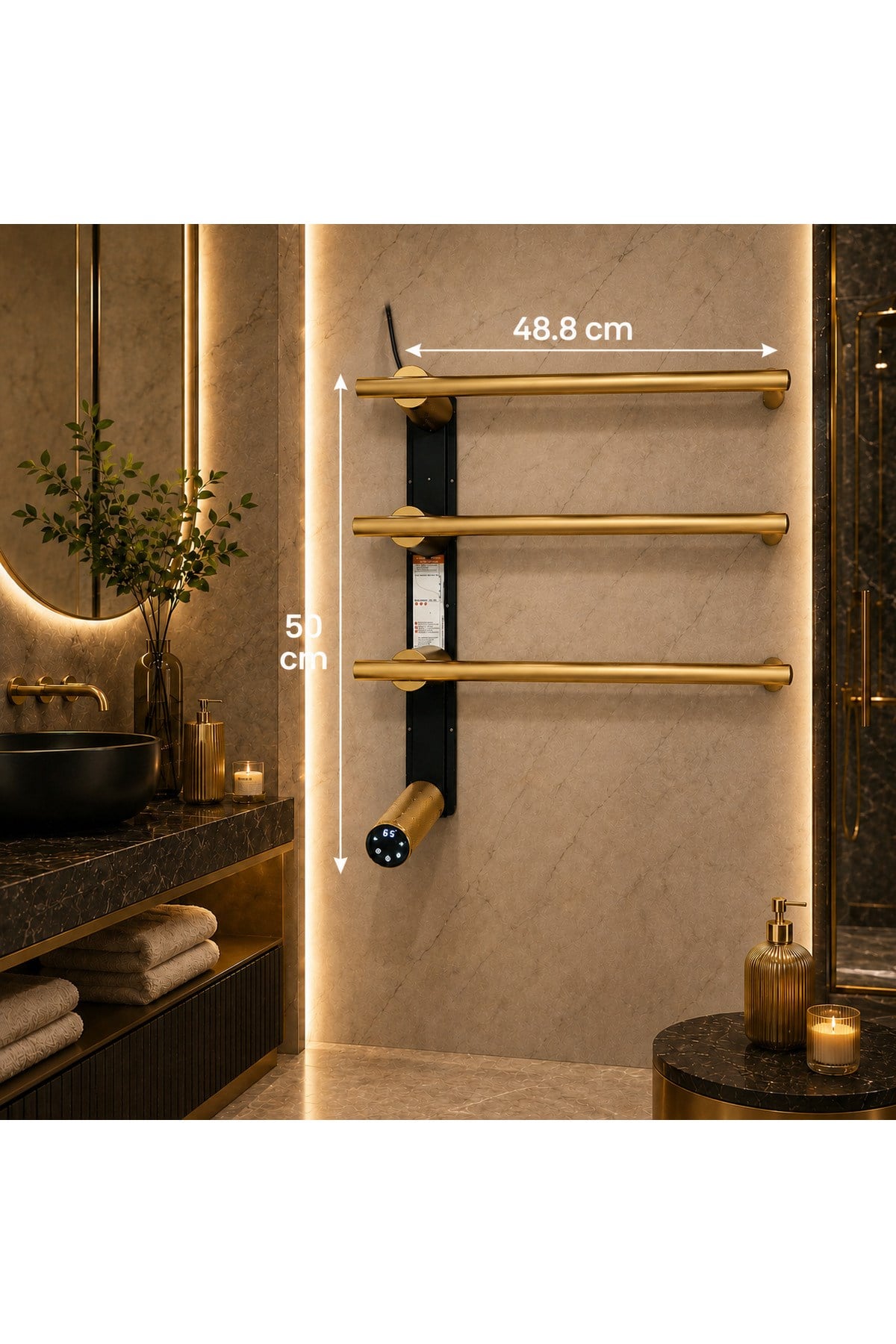 Elektrikli Havlupan 50x48xH100 Cm 60 Watt 65 °C ( Gold )