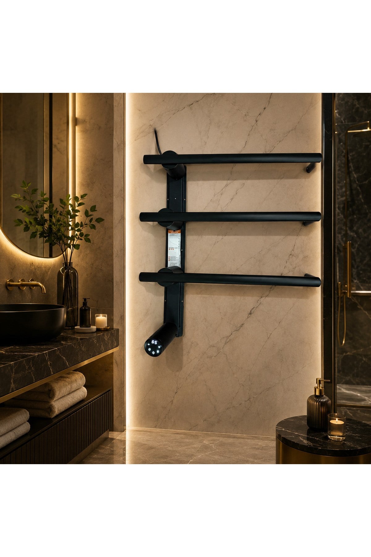 Elektrikli Havlupan 50x48xH100 Cm 60 Watt 65 °C ( Siyah )