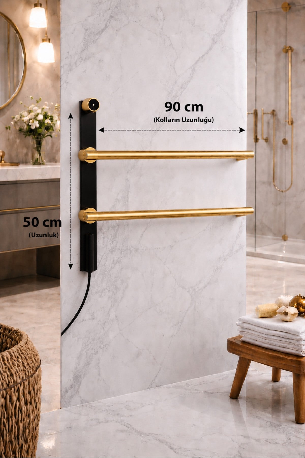 Elektrikli Havlupan 50x90xH100 Cm 60 Watt 65 °C ( Gold )