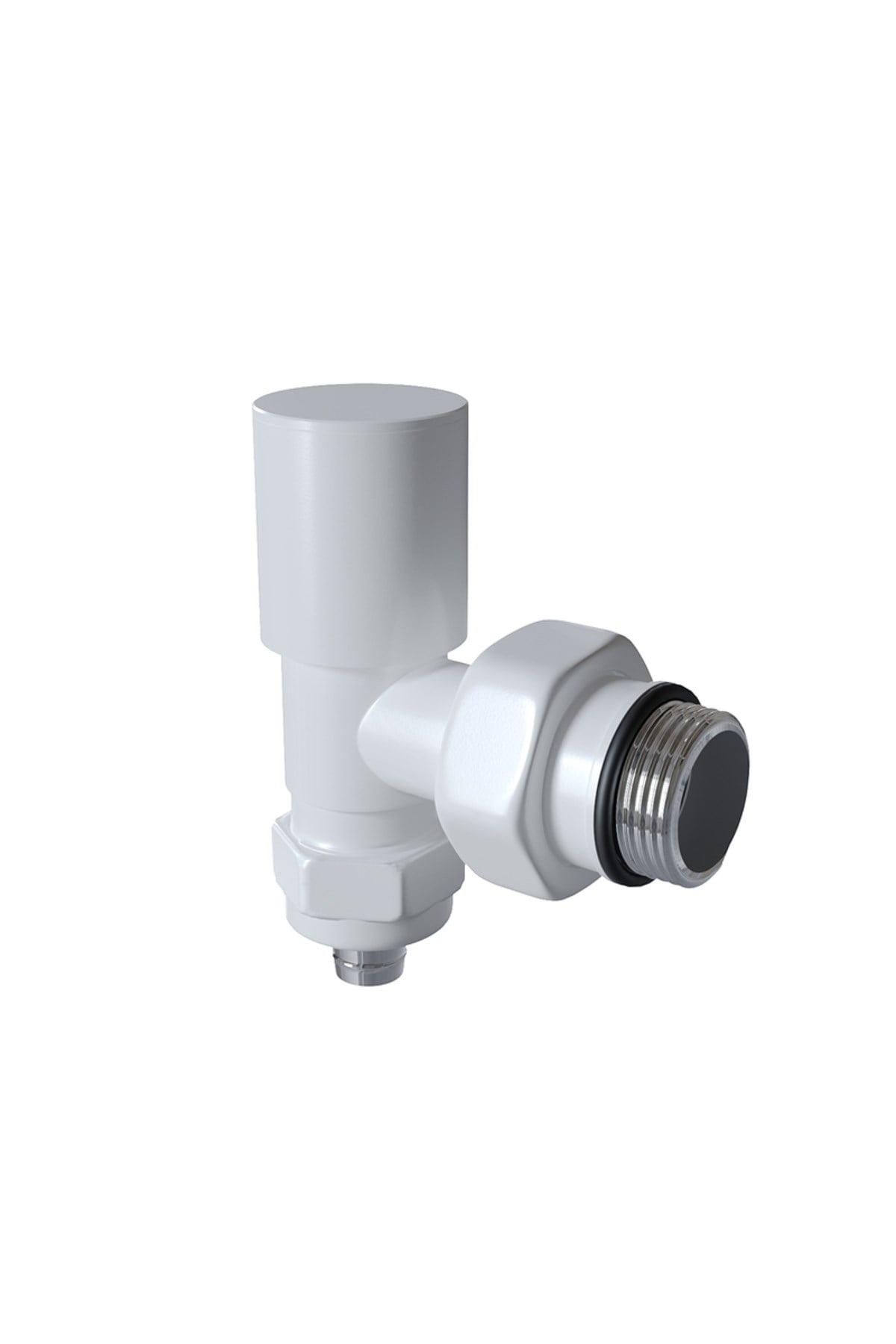 Radyatör Vanası 1/2'' Beyaz Köşe Pex (Metal Volanlı 16*2mm Boru Bağl. Rakorlu)