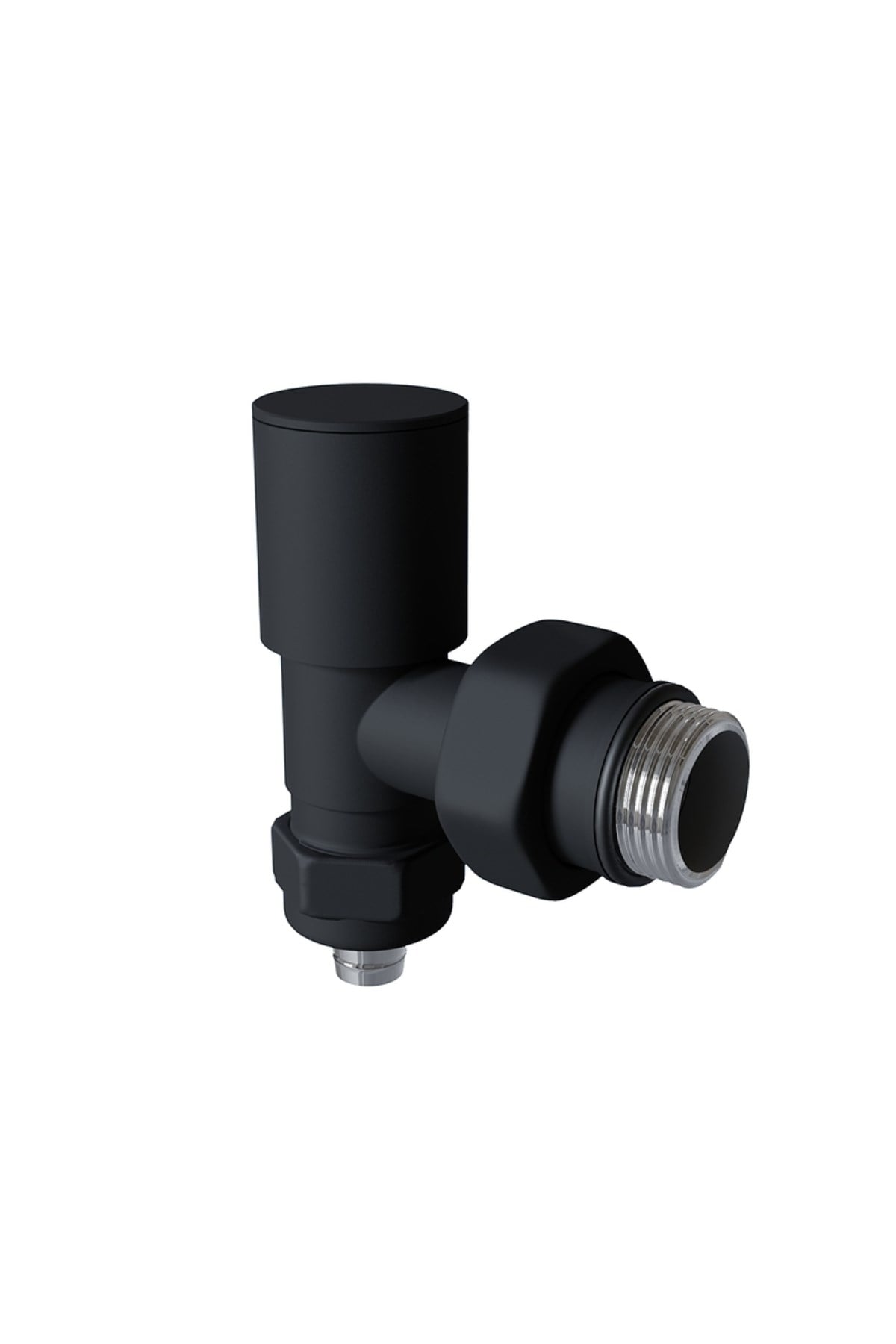 Radyatör Vanası 1/2'' Siyah Köşe Pex (Metal Volanlı 16*2mm Boru Bağl. Rakorlu)