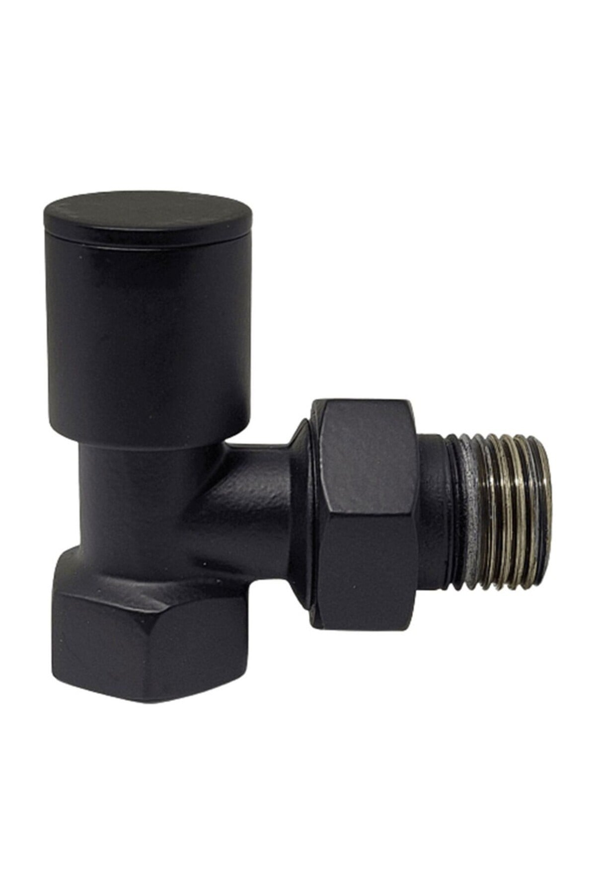 Radyatör Vanası 1/2'' Siyah Köşe Pex (Metal Volanlı 16*2mm Boru Bağl. Rakorlu)