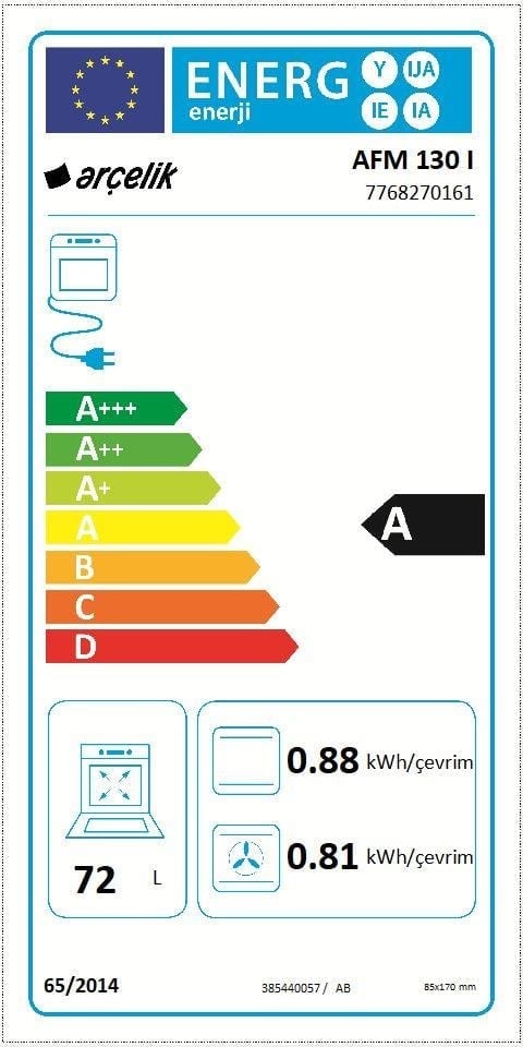 Arçelik AFM 130 I Fibona Serisi Ankastre Standart Fırın