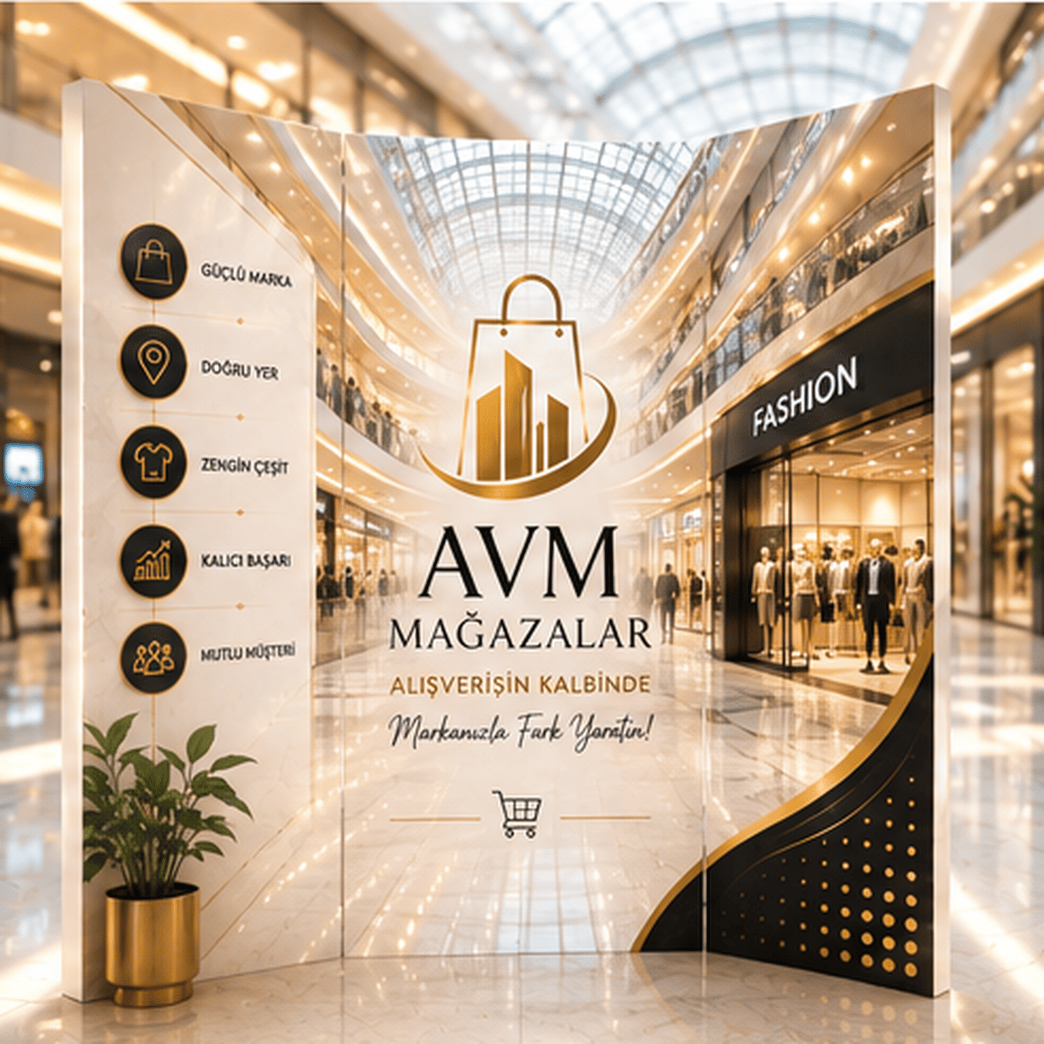 AVM Mağazaları Temalı Dekoratif Paravan – Mağaza İçi Oda Bölücü ve Seperatör