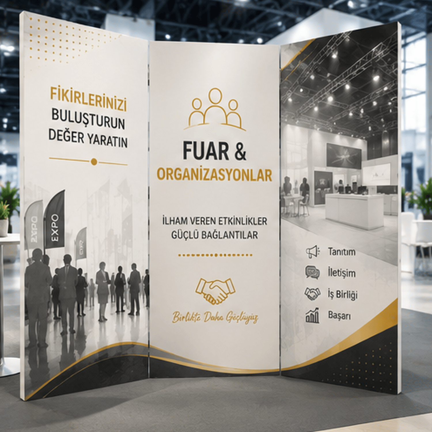 Fuar ve Organizasyon Temalı Dekoratif Paravan – Etkinlik ve Stand Alanı Oda Bölücü