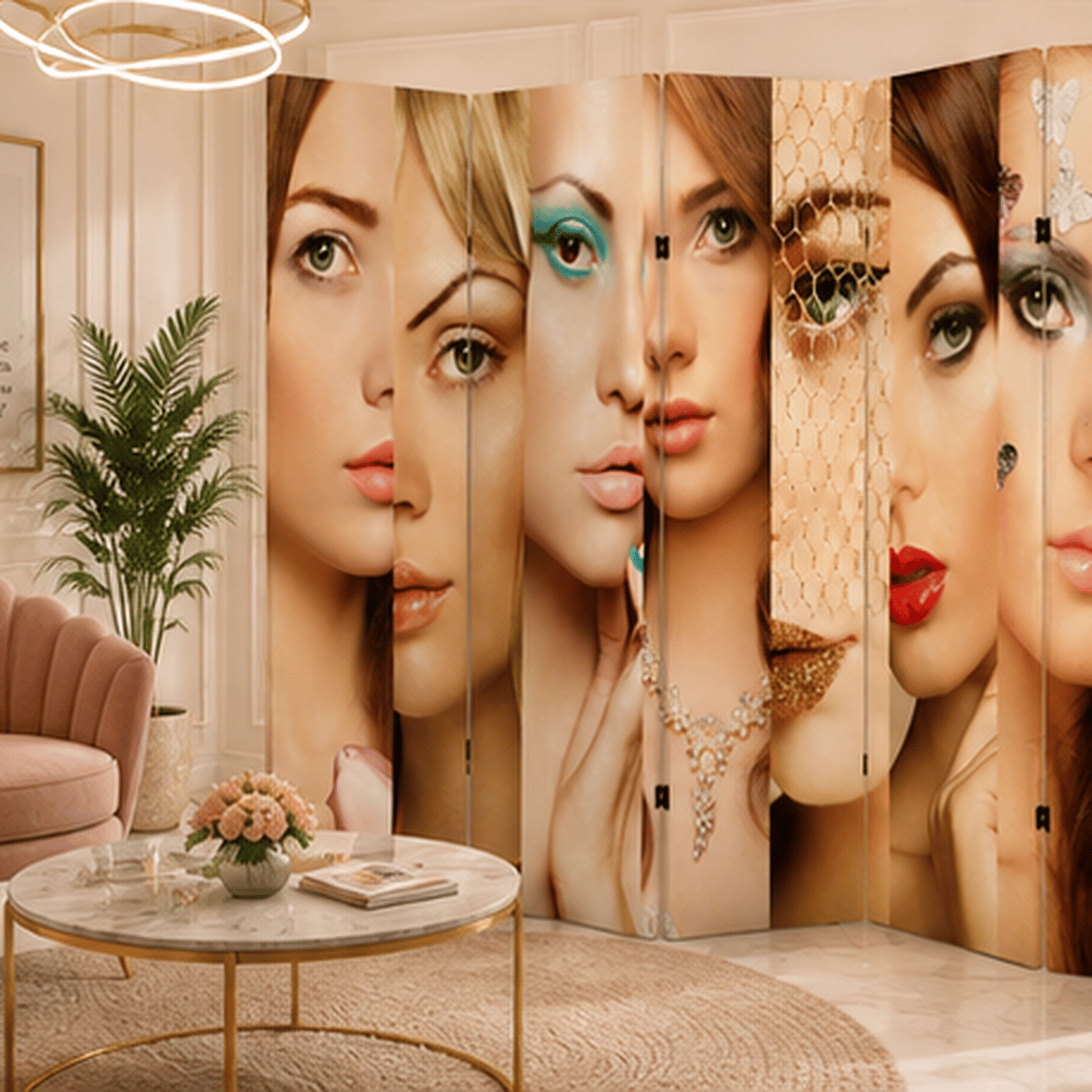 Güzellik ve Makyaj Temalı Dekoratif Paravan – Beauty Salon Oda Bölücü