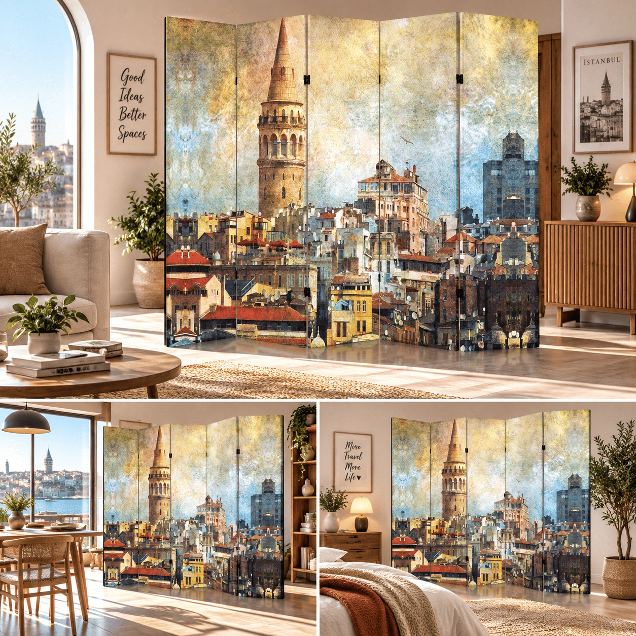 İstanbul Galata Kulesi Temalı Dekoratif Paravan