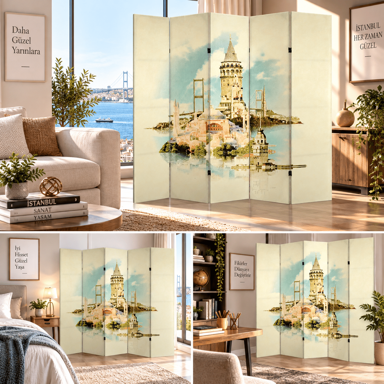 İstanbul Galata Kulesi Temalı Dekoratif Paravan