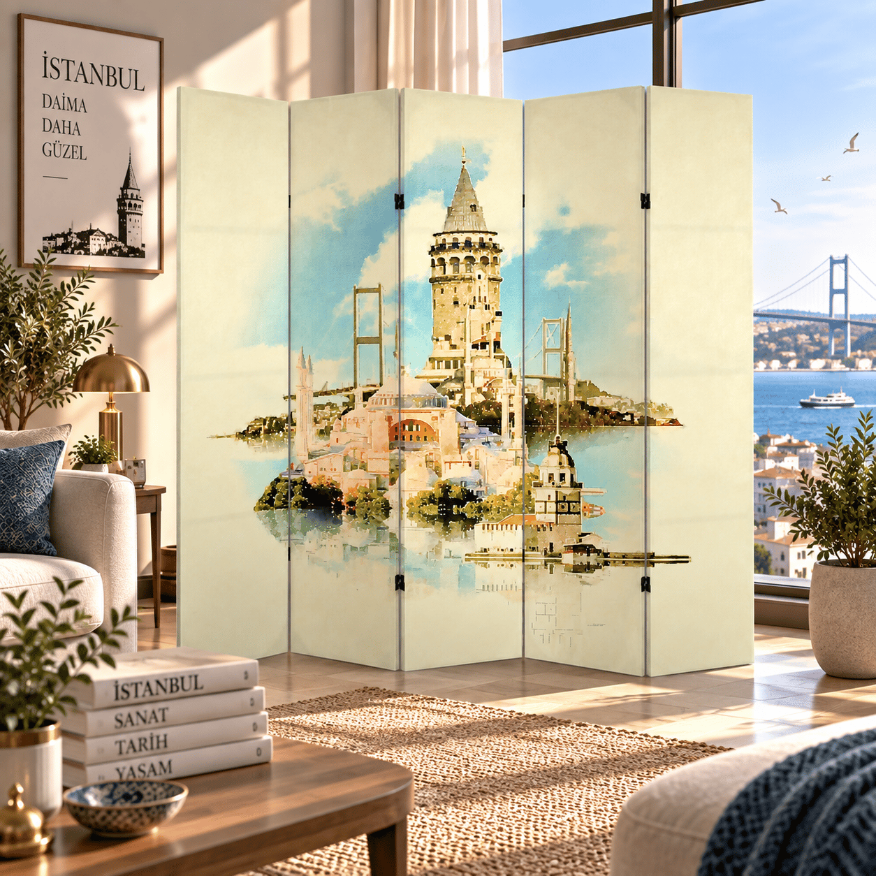İstanbul Galata Kulesi Temalı Dekoratif Paravan