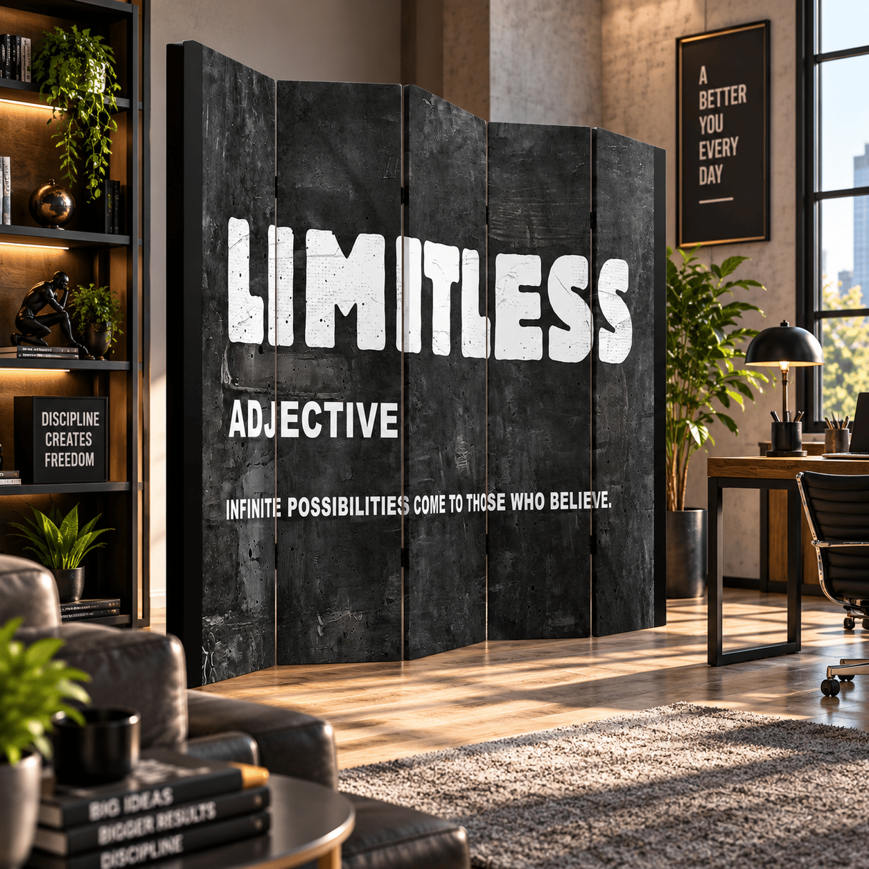 Limitless Motivasyon Temalı Dekoratif Paravan