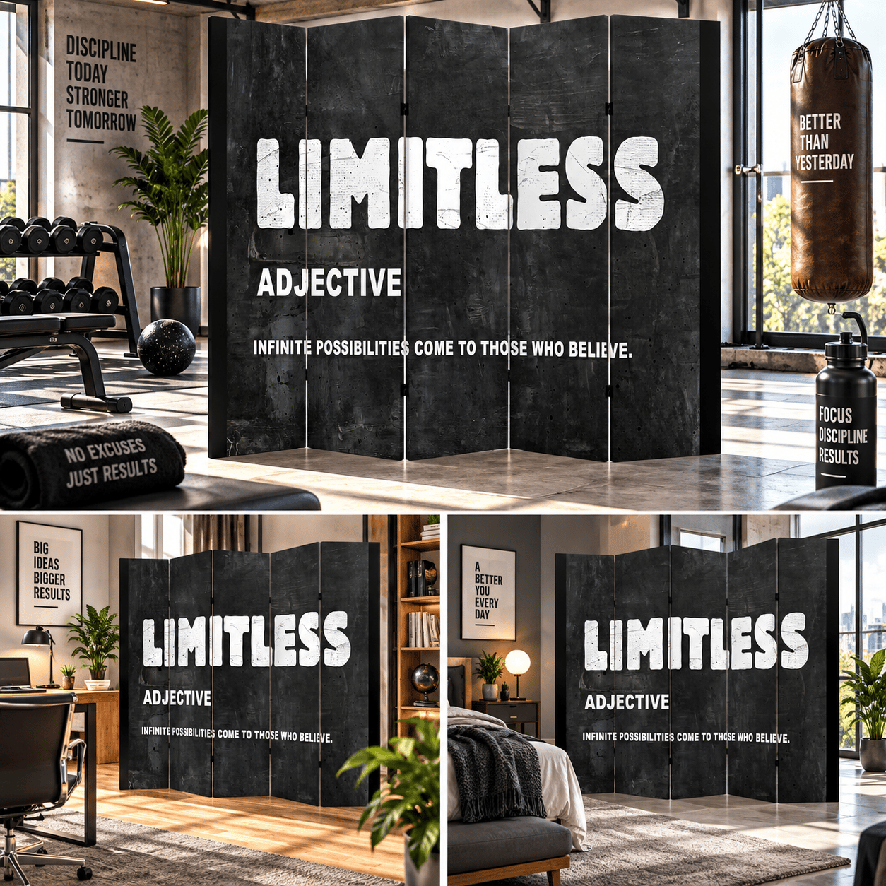 Limitless Motivasyon Temalı Dekoratif Paravan