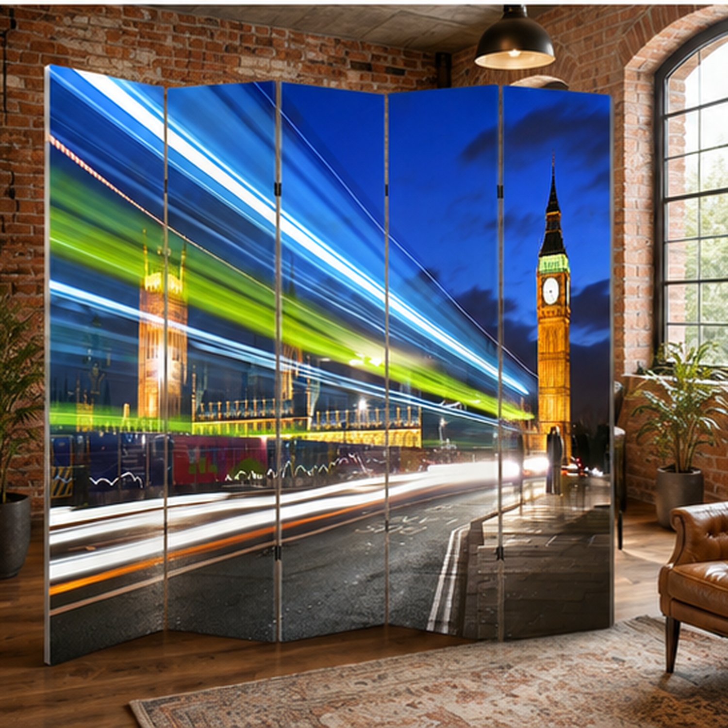 Londra Big Ben Temalı Dekoratif Paravan – Şehir Manzaralı Oda Bölücü
