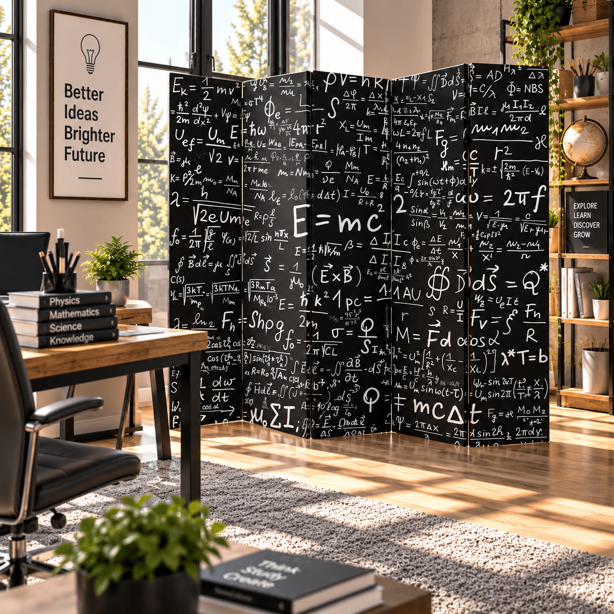 Matematik ve Fizik Formülleri Temalı Dekoratif Paravan