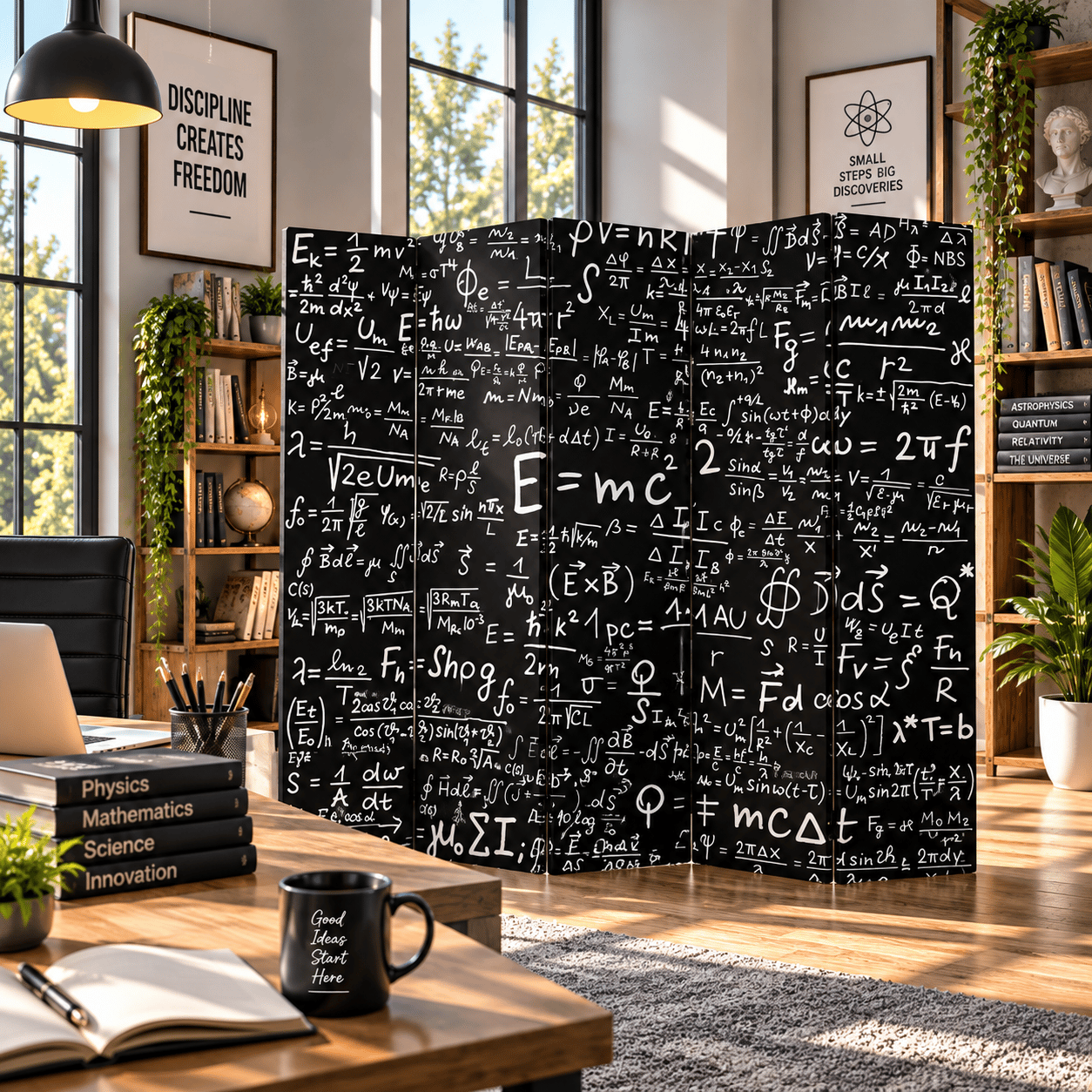 Matematik ve Fizik Formülleri Temalı Dekoratif Paravan