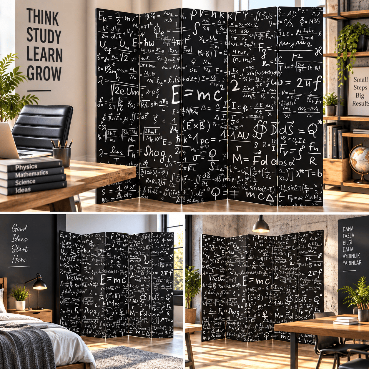 Matematik ve Fizik Formülleri Temalı Dekoratif Paravan