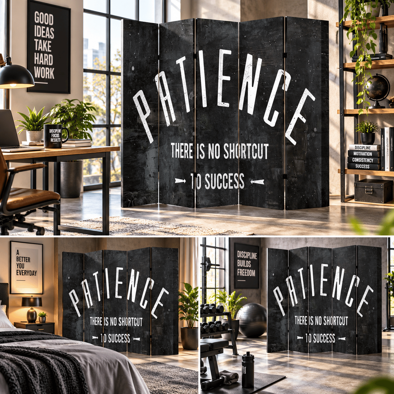 Patience – Sabır ve Başarı Temalı Dekoratif Paravan