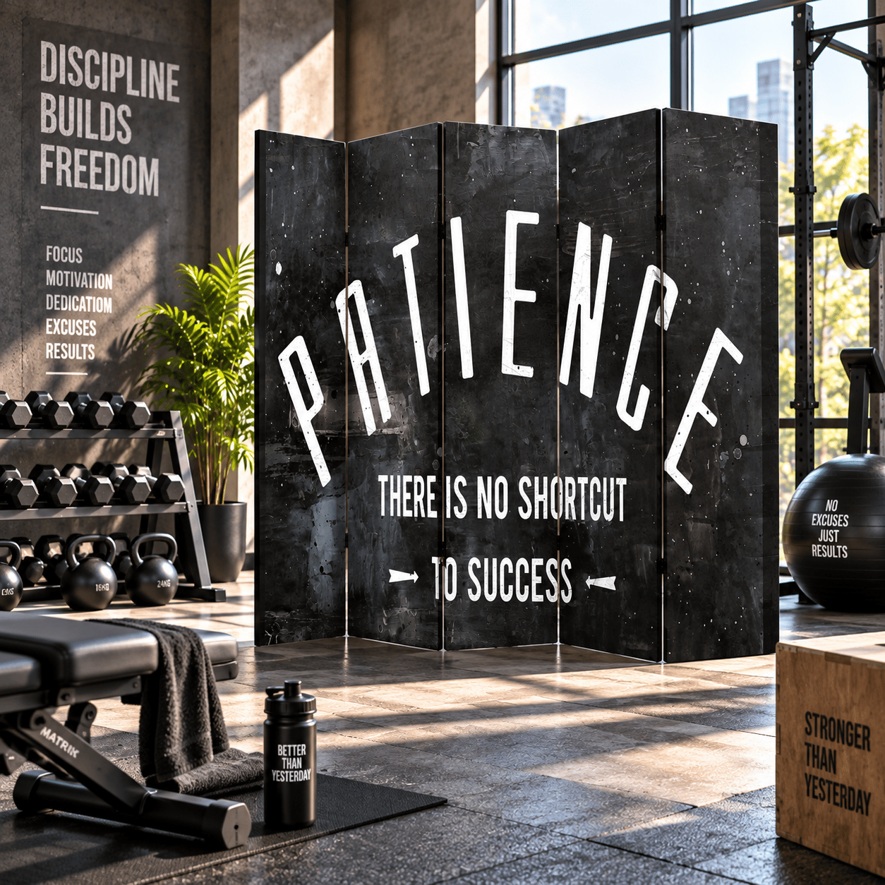 Patience – Sabır ve Başarı Temalı Dekoratif Paravan