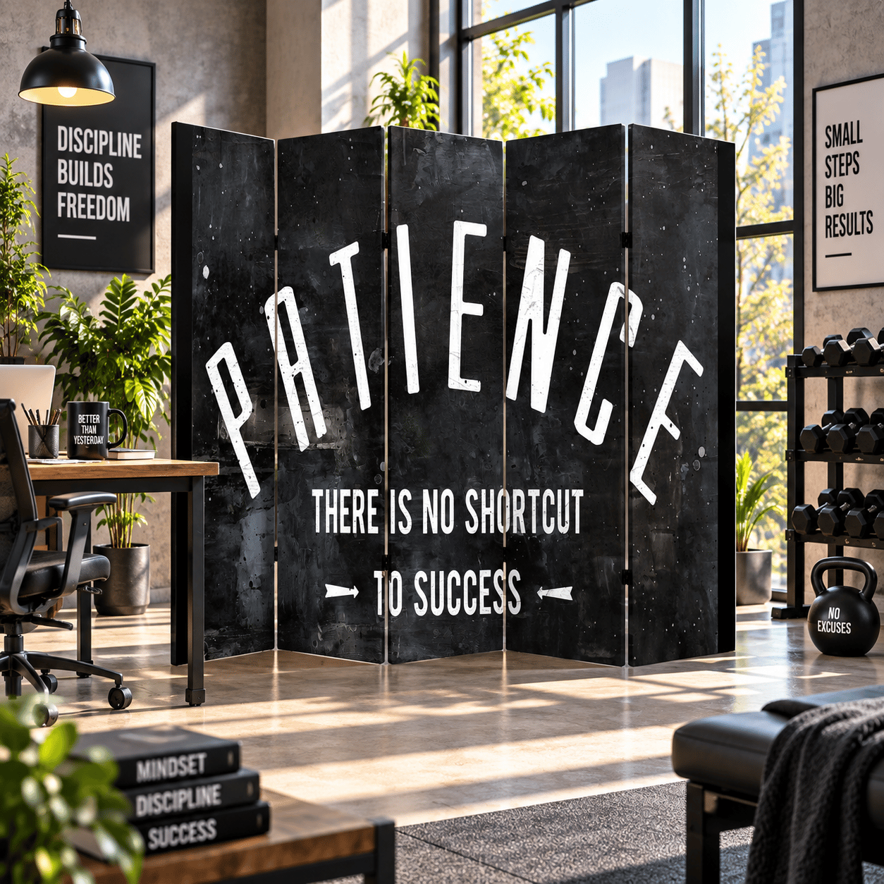 Patience – Sabır ve Başarı Temalı Dekoratif Paravan
