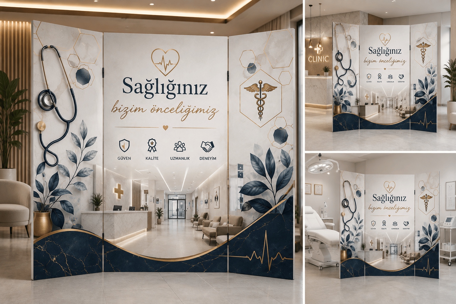 Sağlık ve Klinik Temalı Dekoratif Paravan – Medikal Oda Bölücü
